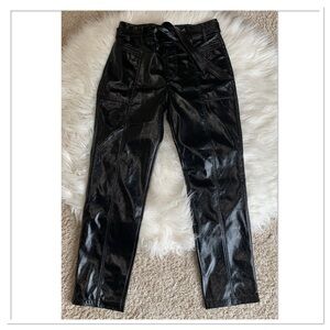Hudson Faux Leather Utility Cargo Ankle Straight Leg Pants Tie Waist Black 29